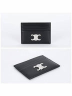 CELINE Triomphe Shiny Calfskin Card Wallet Black