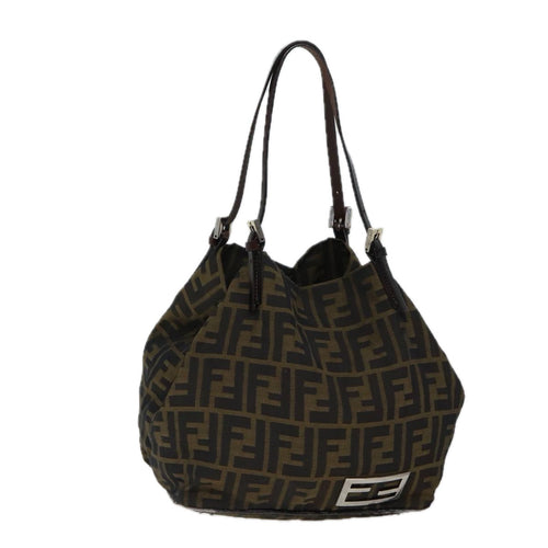 FENDI Zucca Canvas Hand Bag Brown Black71356