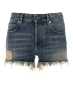 Balenciaga Back logo patch denim shorts blue