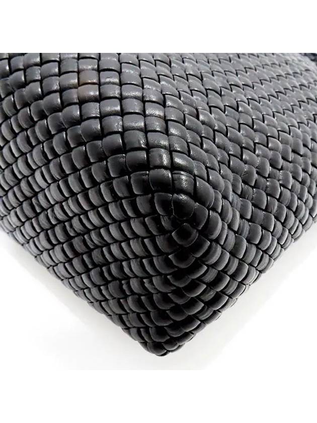 Bottega Veneta Unused 716974 Black Leather Intreccio Tosca Classic Shoulder Bag