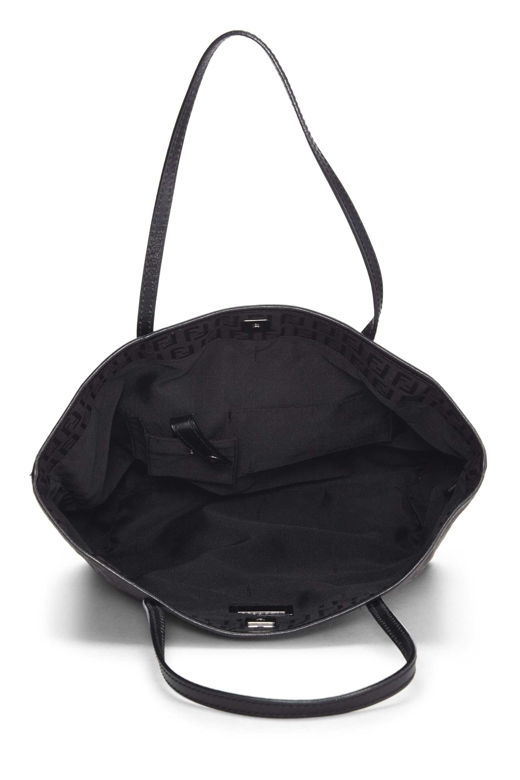 Fendi,  Black Zucchino Canvas Tote Small, Black