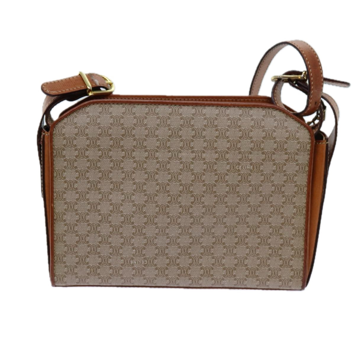 CELINE Macadam Canvas Shoulder Bag Beige  71426
