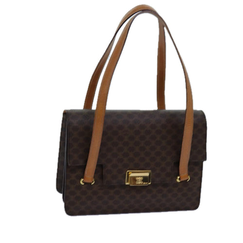 CELINE Macadam Canvas Shoulder Bag PVC Brown Auth 71427
