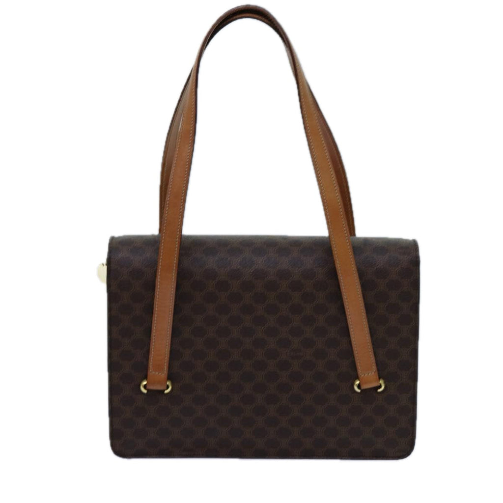 CELINE Macadam Canvas Shoulder Bag PVC Brown Auth 71427