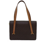 CELINE Macadam Canvas Shoulder Bag PVC Brown Auth 71427