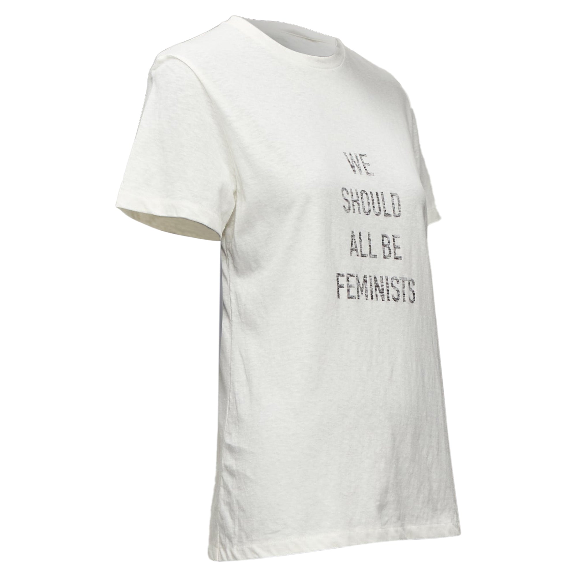 Dior We Should All Be Feminists Reversed Print Cotton Linen Tshirt