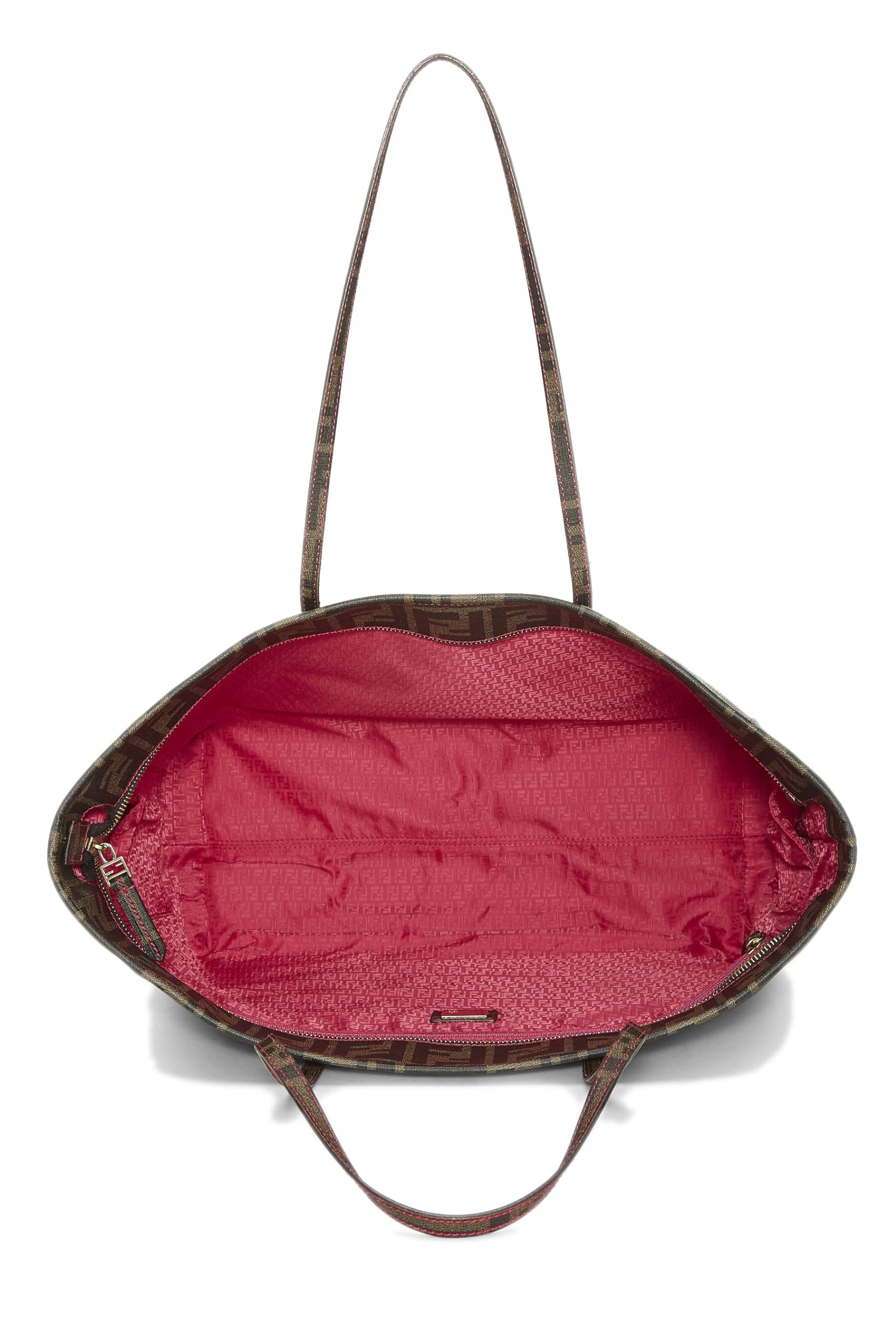 Fendi,  Brown Zucca Coated Canvas Roll Tote Small, Pink
