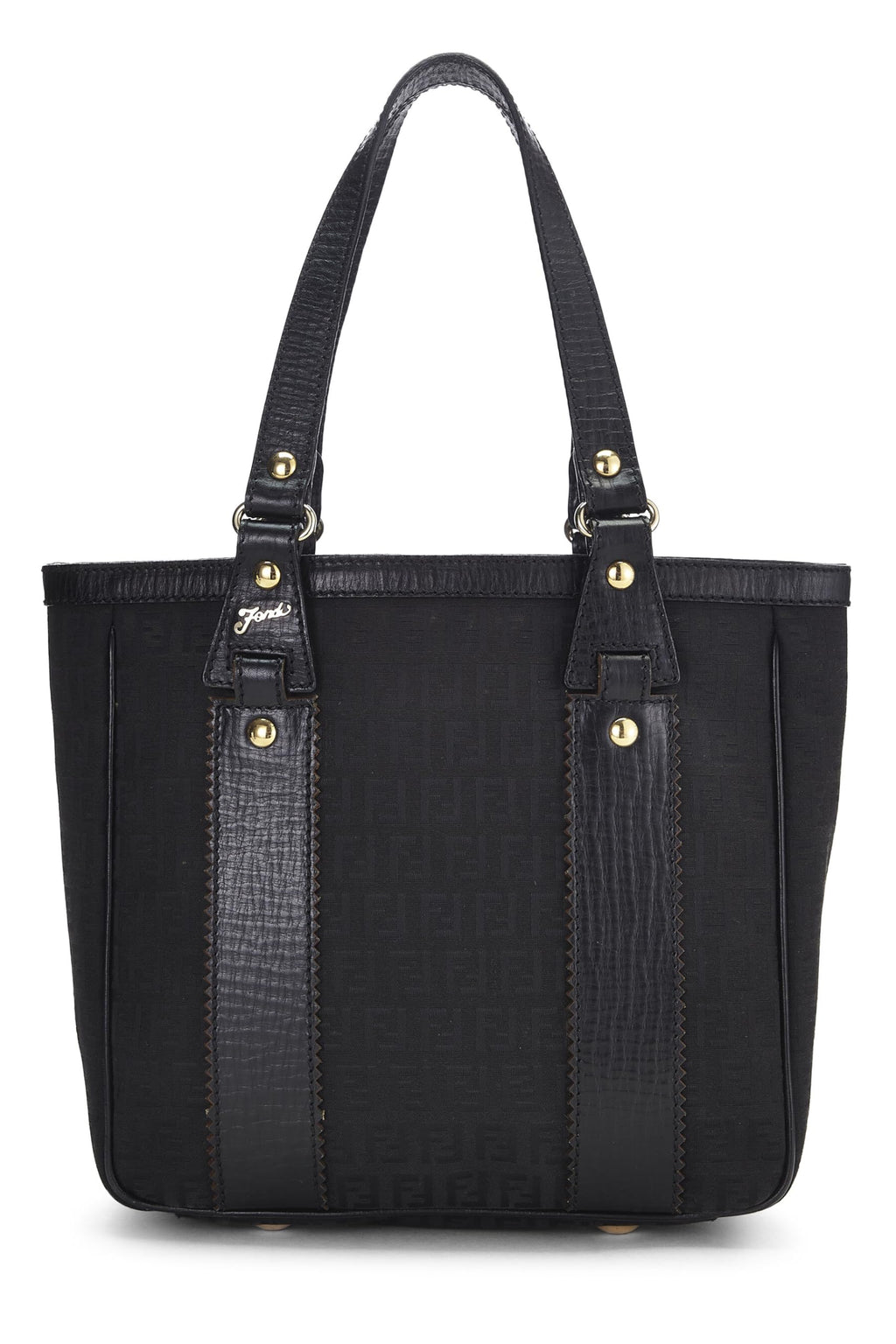 Fendi,  Black Zucchino Canvas Tote Small, Black
