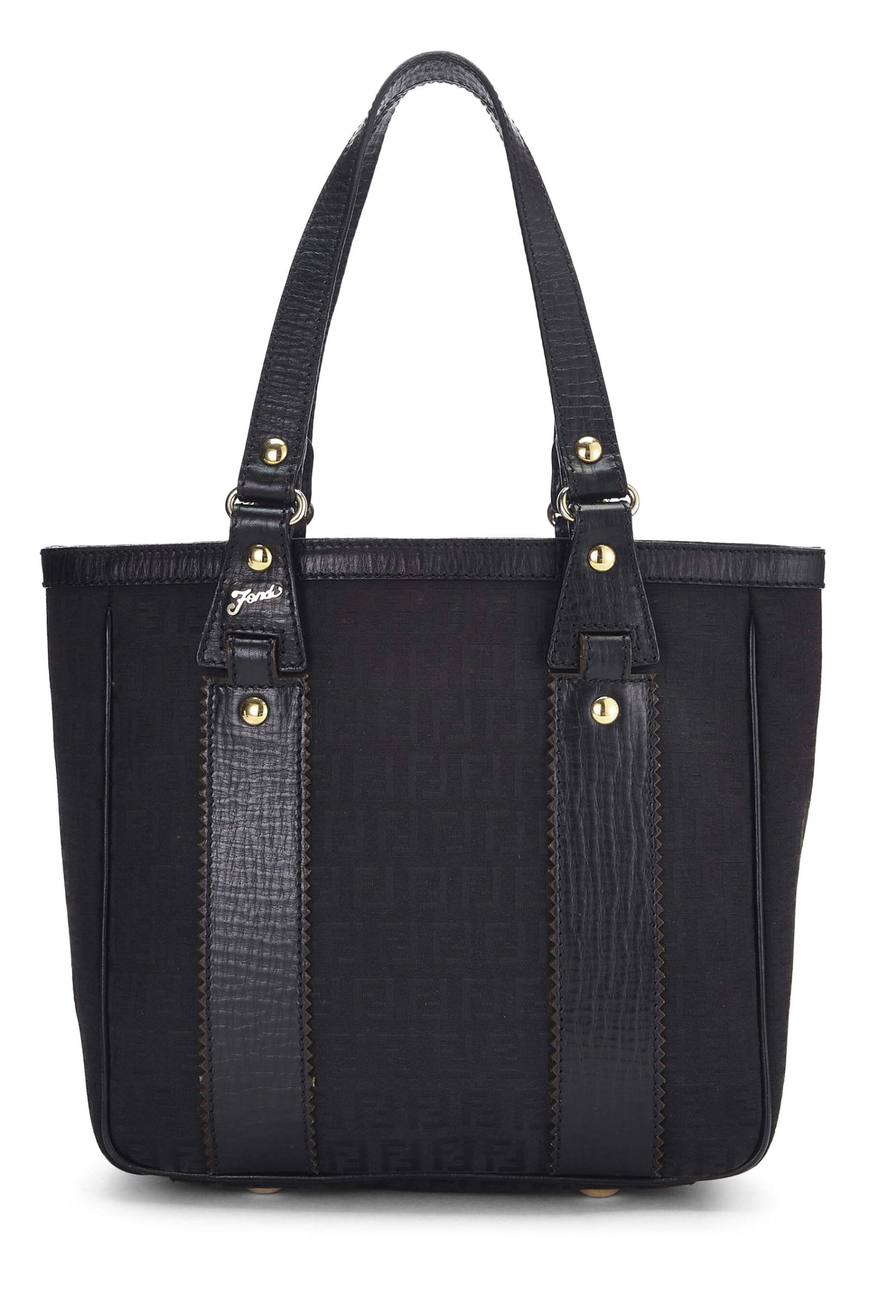 Fendi,  Black Zucchino Canvas Tote Small, Black