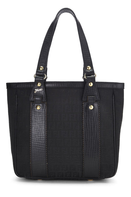 Fendi,  Black Zucchino Canvas Tote Small, Black