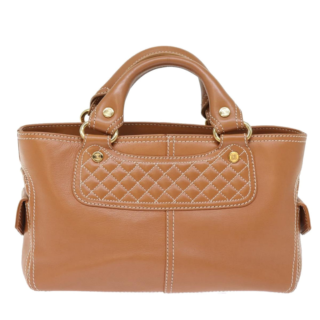 CELINE Hand Bag Leather Brown Auth 71534