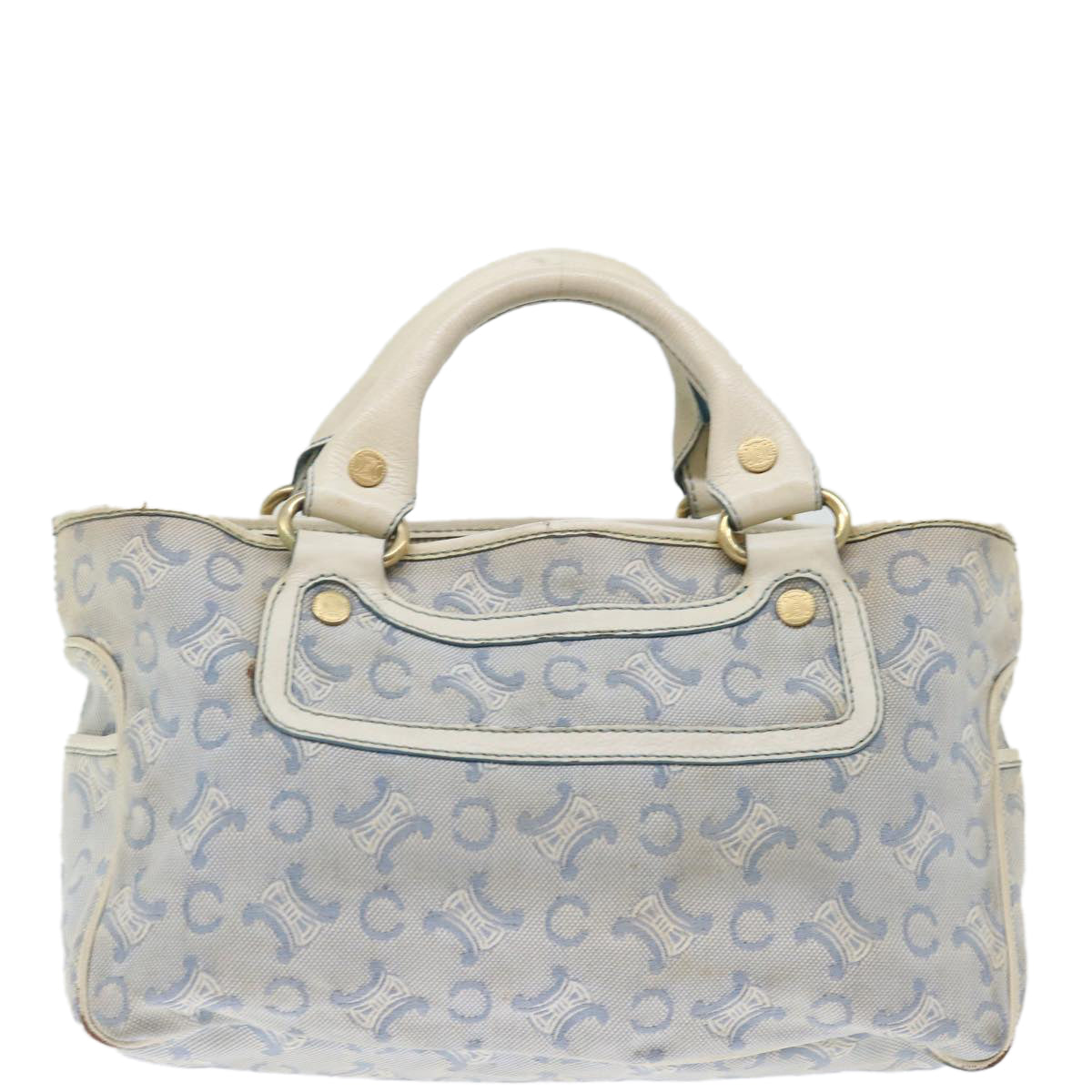 CELINE C Macadam Canvas Hand Bag Light Blue Auth 71535