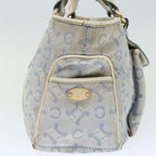 CELINE C Macadam Canvas Hand Bag Light Blue Auth 71535