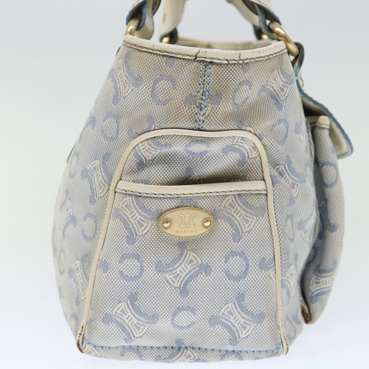 CELINE C Macadam Canvas Hand Bag Light Blue Auth 71535