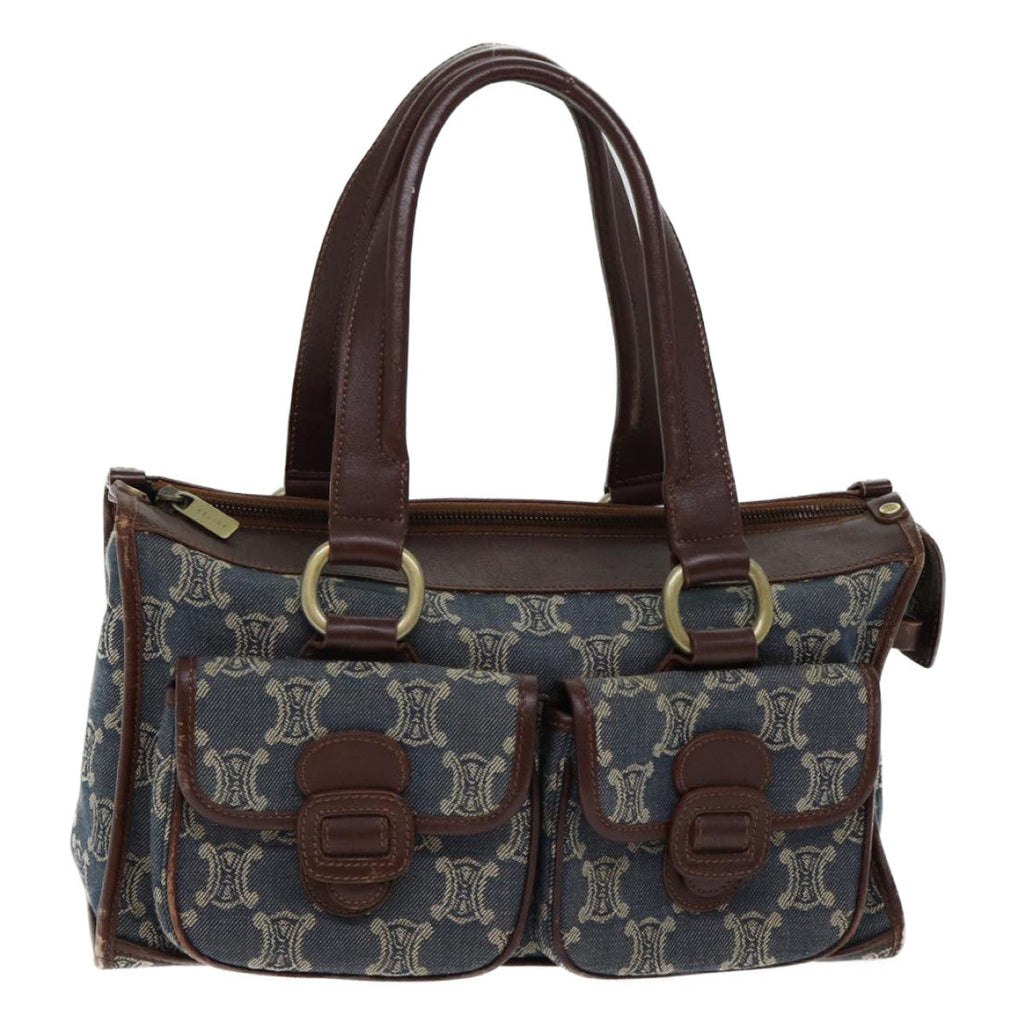 CELINE Macadam Canvas Hand Bag Blue  71539