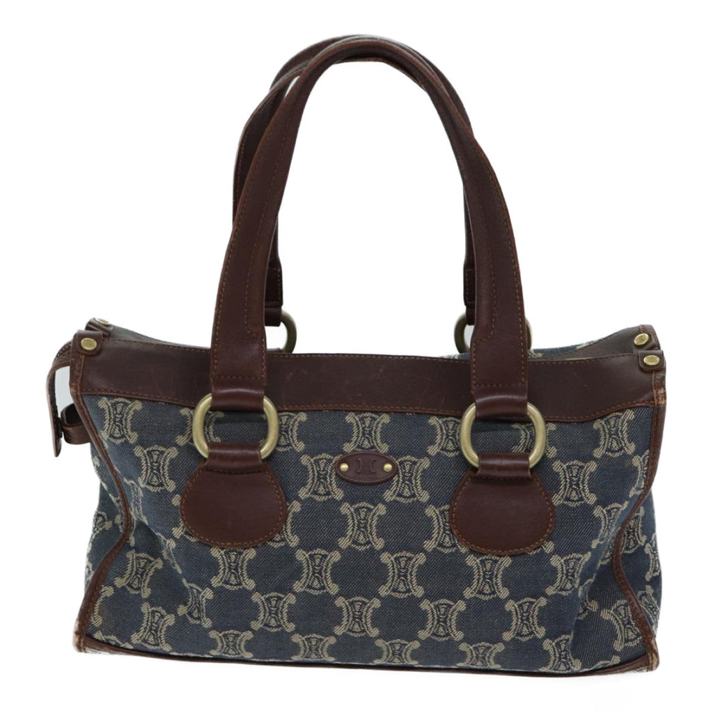 CELINE Macadam Canvas Hand Bag Blue  71539