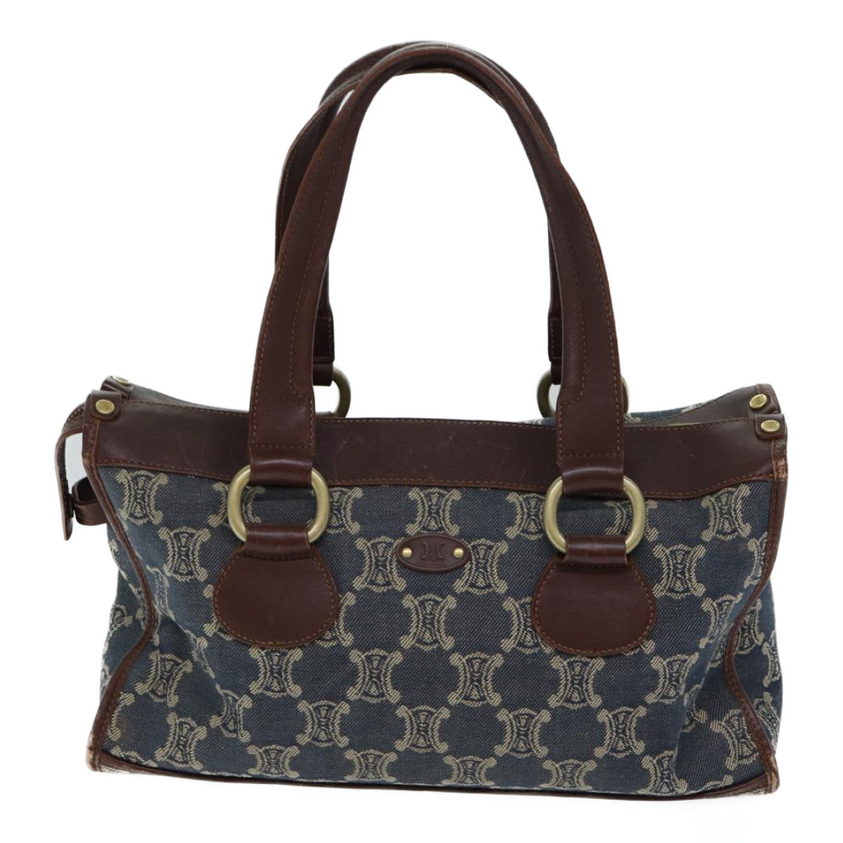 CELINE Macadam Canvas Hand Bag Blue  71539