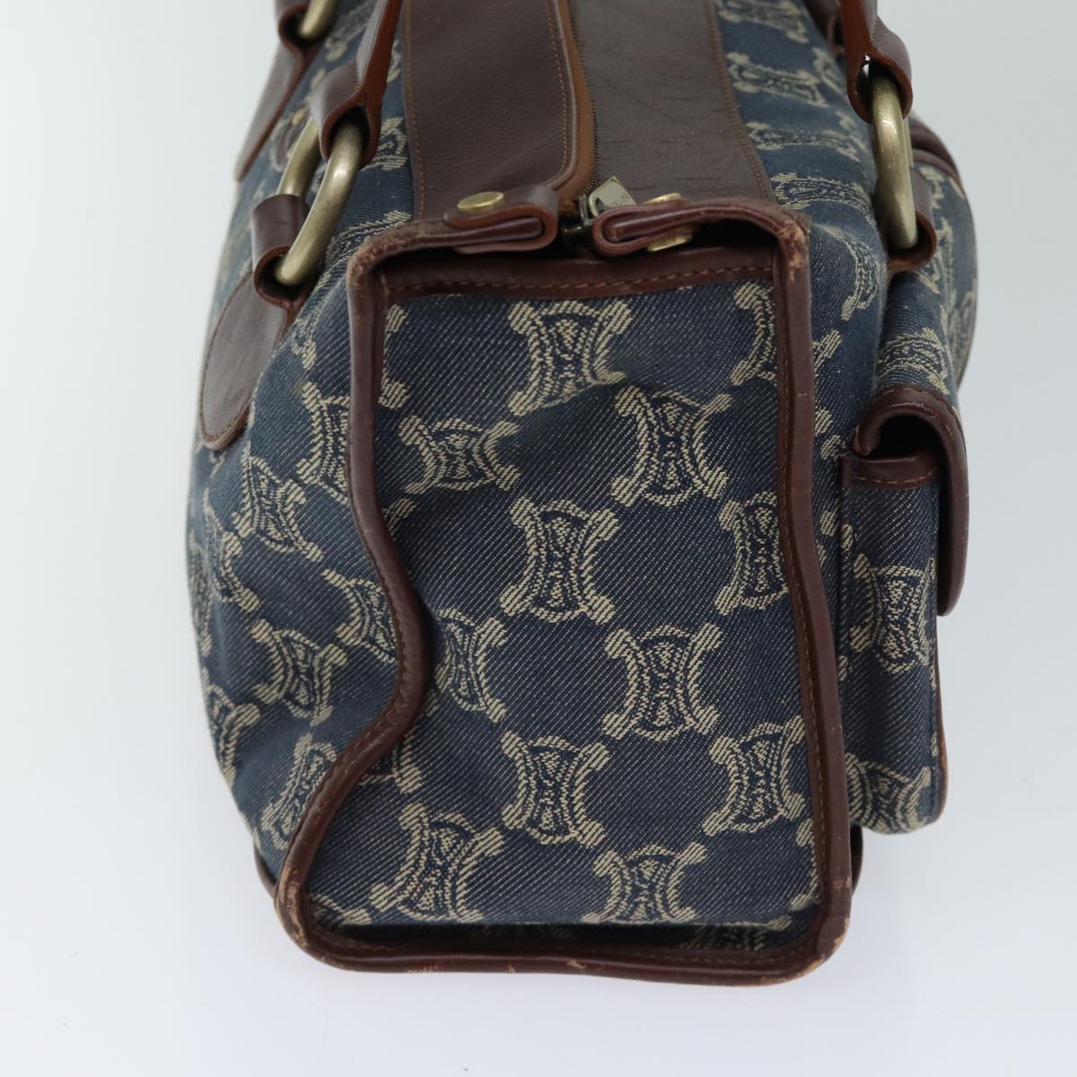 CELINE Macadam Canvas Hand Bag Blue  71539