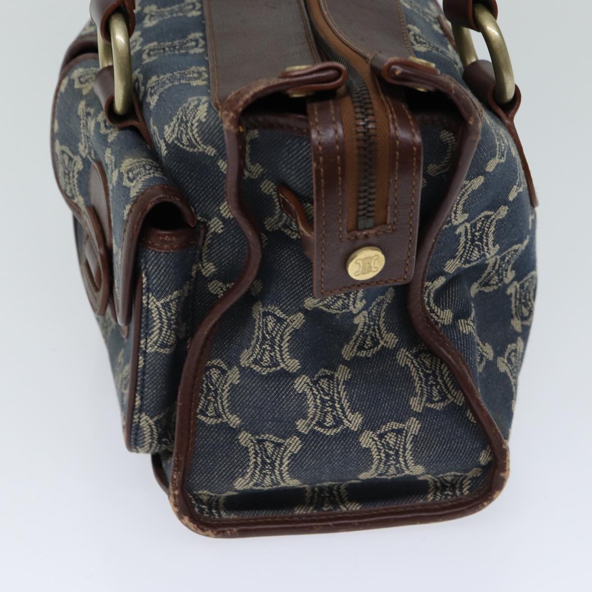 CELINE Macadam Canvas Hand Bag Blue  71539