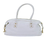 CELINE Hand Bag Leather White Auth 71541