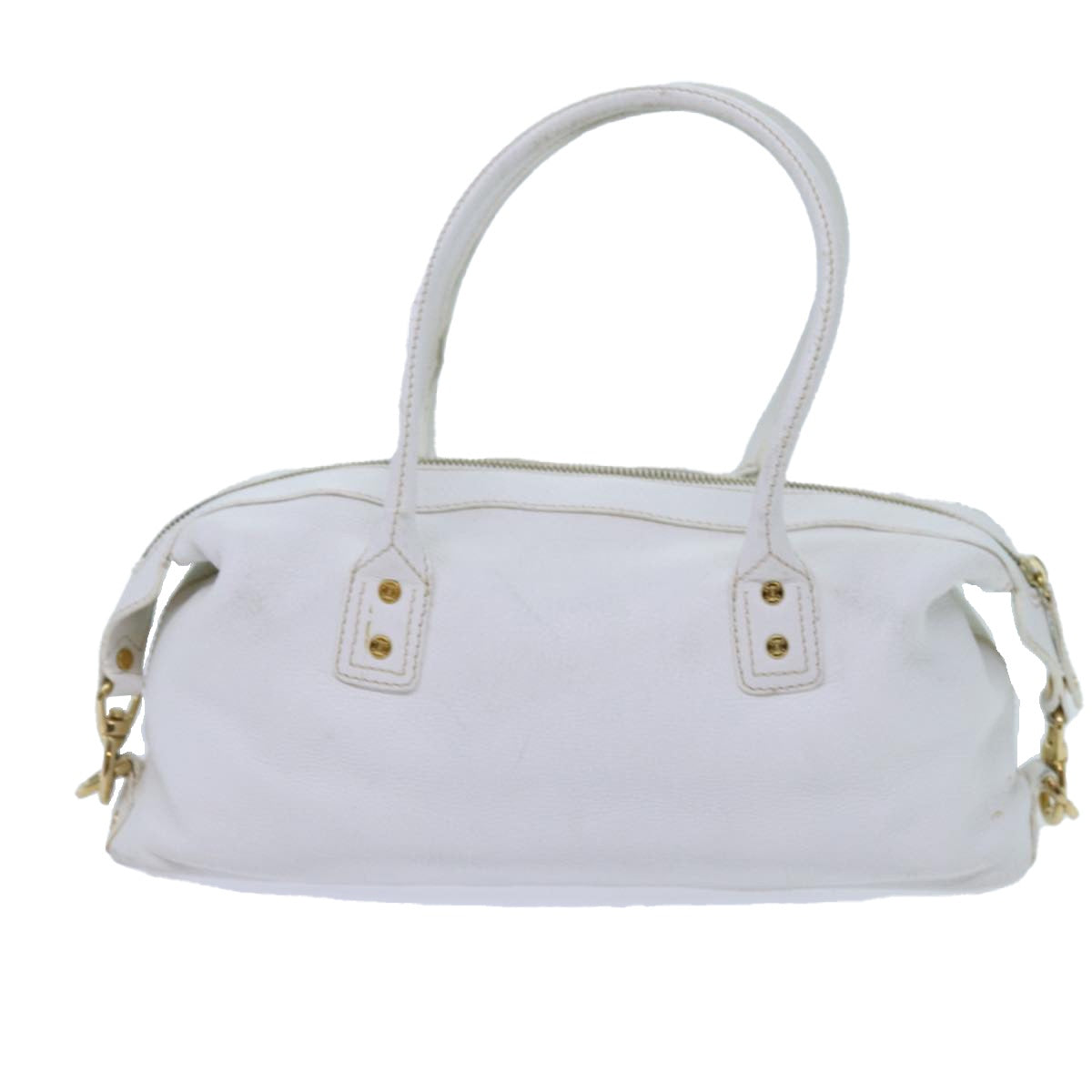 CELINE Hand Bag Leather White Auth 71541