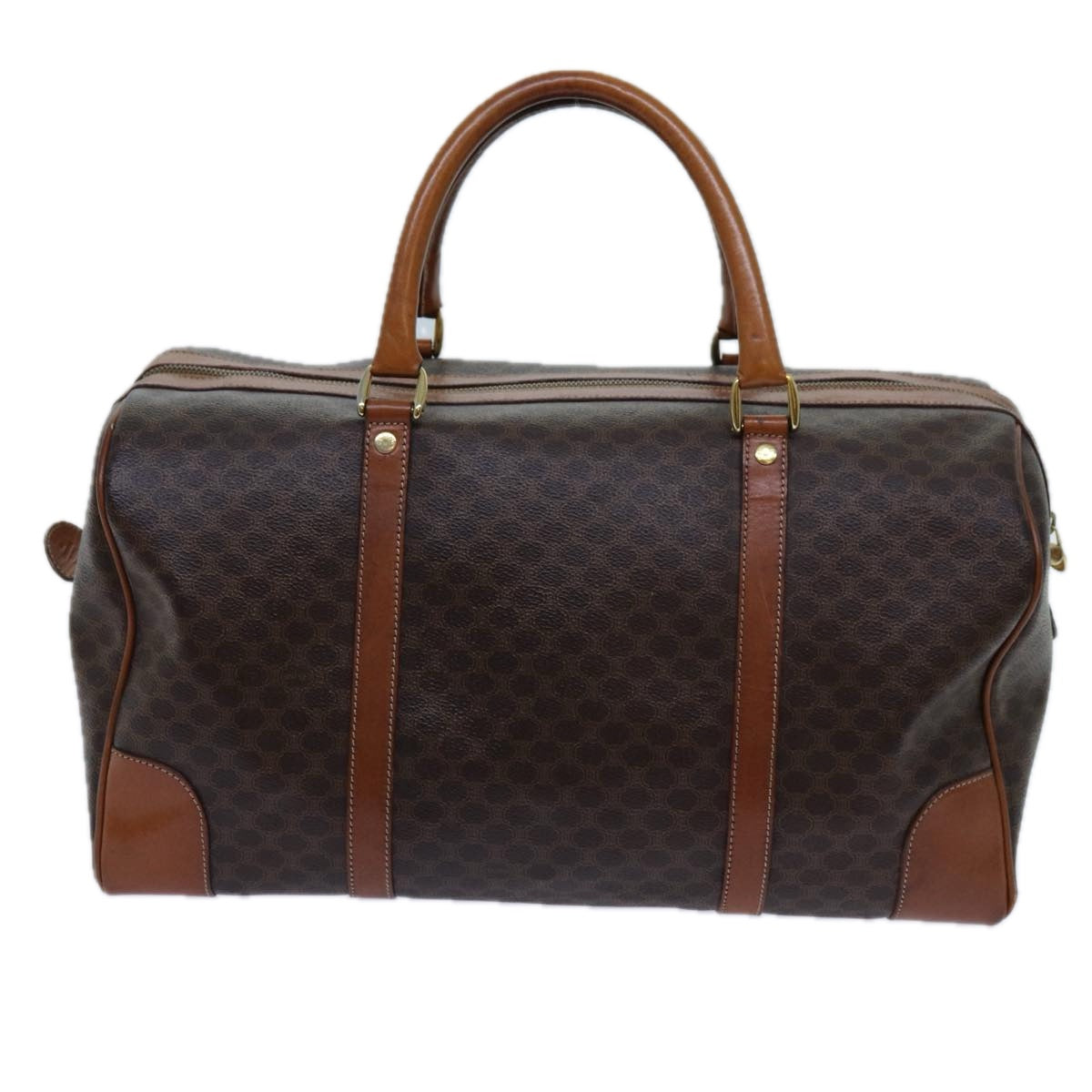 CELINE Macadam Canvas Boston Bag PVC Brown  71547