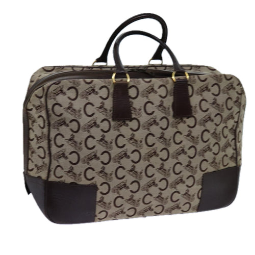 CELINE C Macadam Canvas Boston Bag Beige Auth 71548