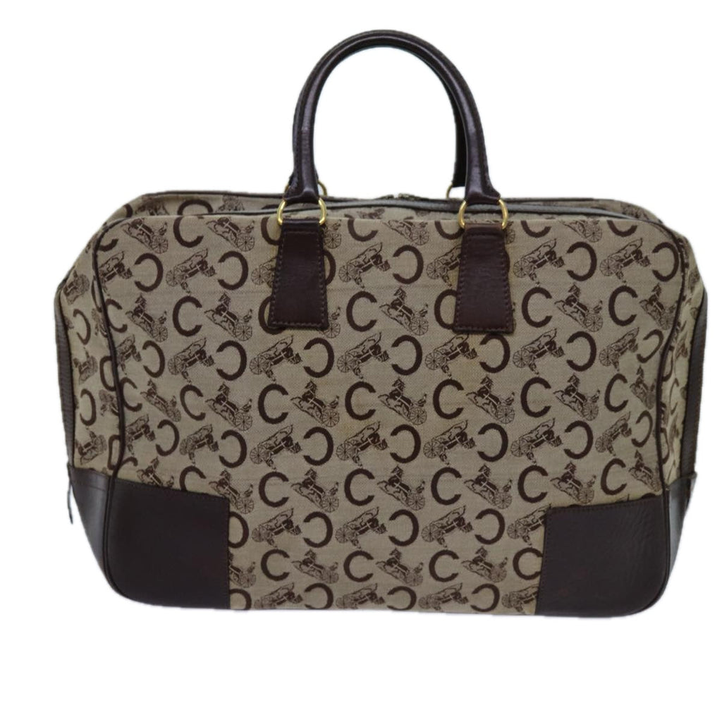 CELINE C Macadam Canvas Boston Bag Beige Auth 71548