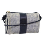 FENDI Zucchino Canvas Shoulder Bag Coated Canvas White Navy71558