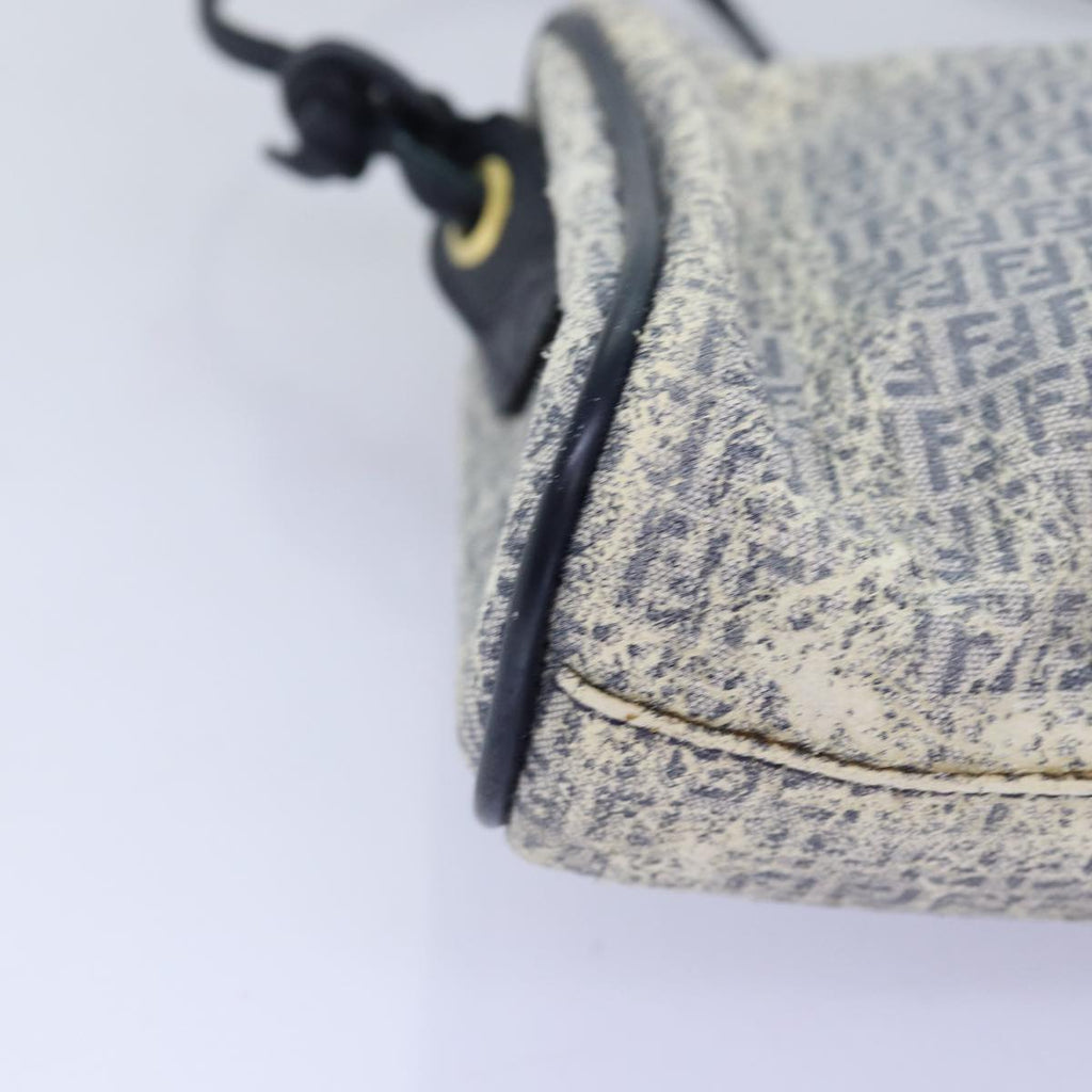 FENDI Zucchino Canvas Shoulder Bag Coated Canvas White Navy71558