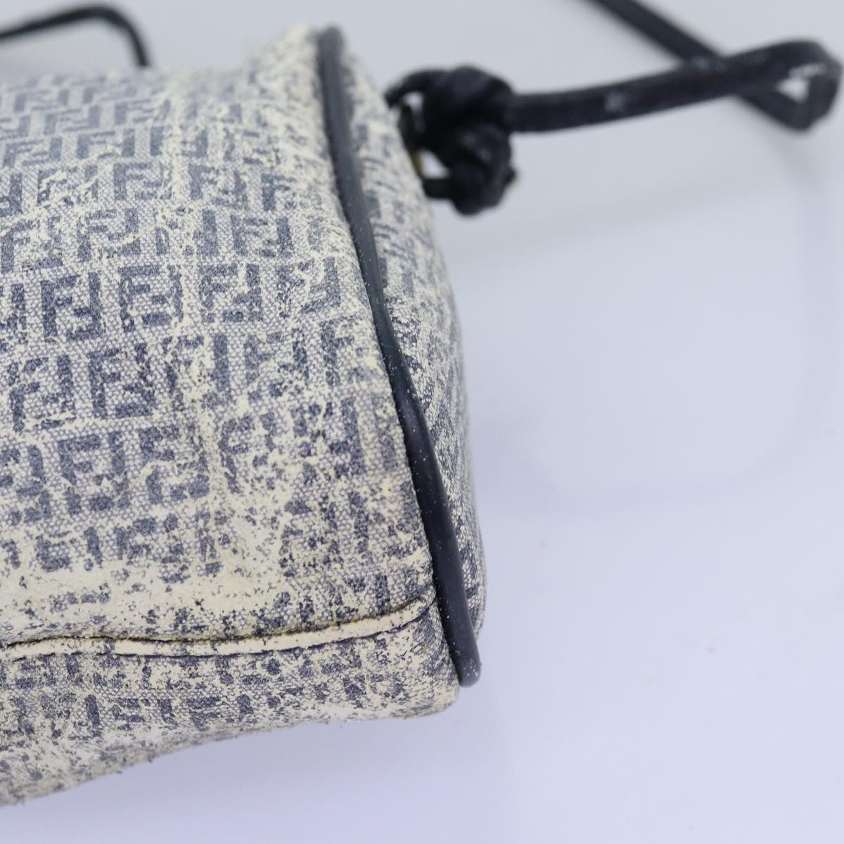 FENDI Zucchino Canvas Shoulder Bag Coated Canvas White Navy71558