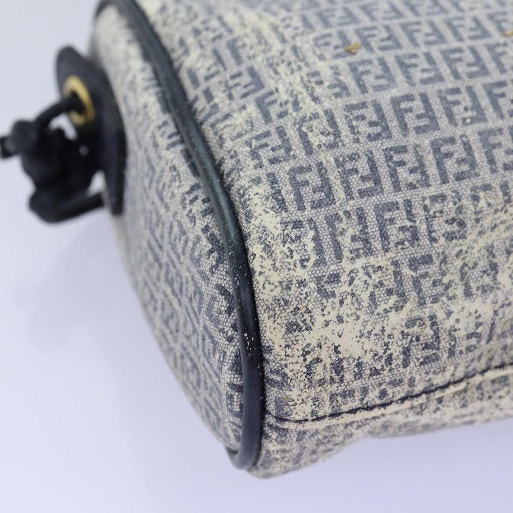 FENDI Zucchino Canvas Shoulder Bag Coated Canvas White Navy71558