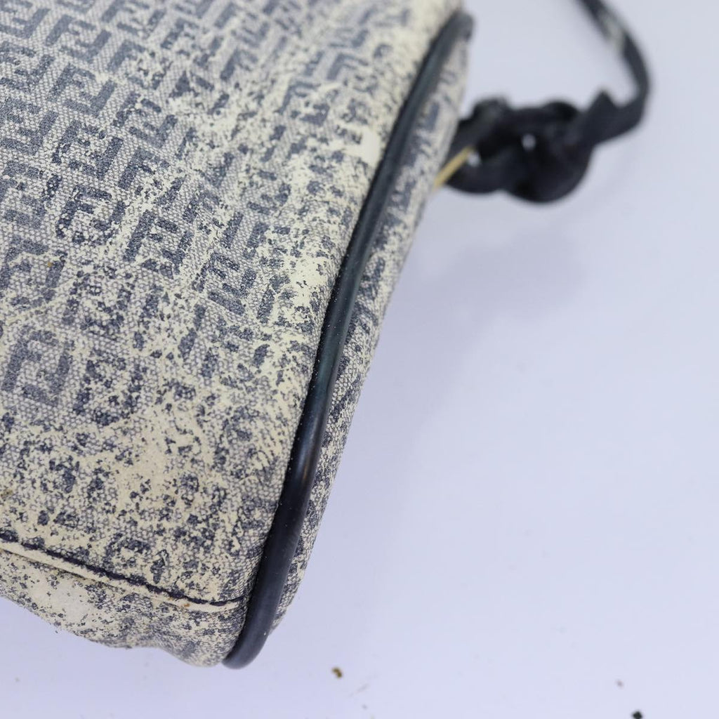 FENDI Zucchino Canvas Shoulder Bag Coated Canvas White Navy71558