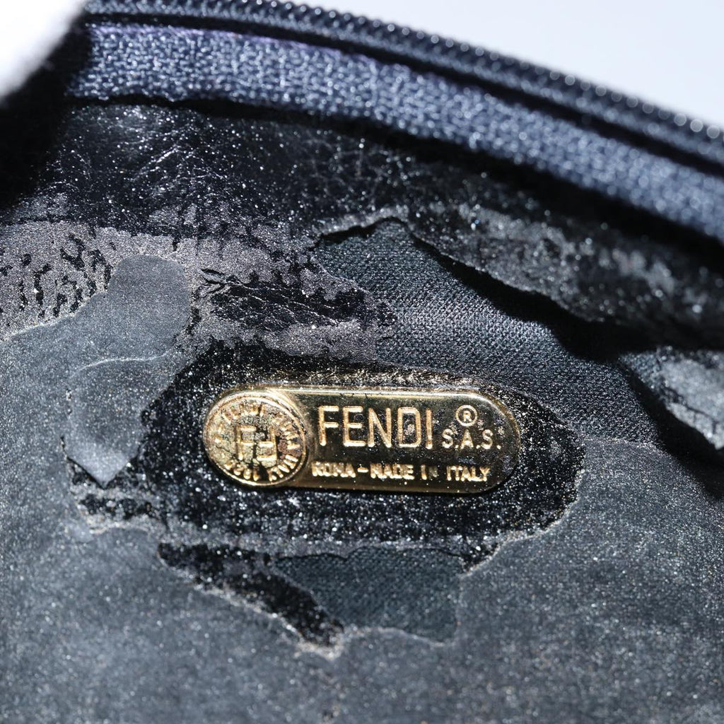 FENDI Zucchino Canvas Shoulder Bag Coated Canvas White Navy71558