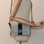 FENDI Zucchino Canvas Shoulder Bag Coated Canvas White Navy71558