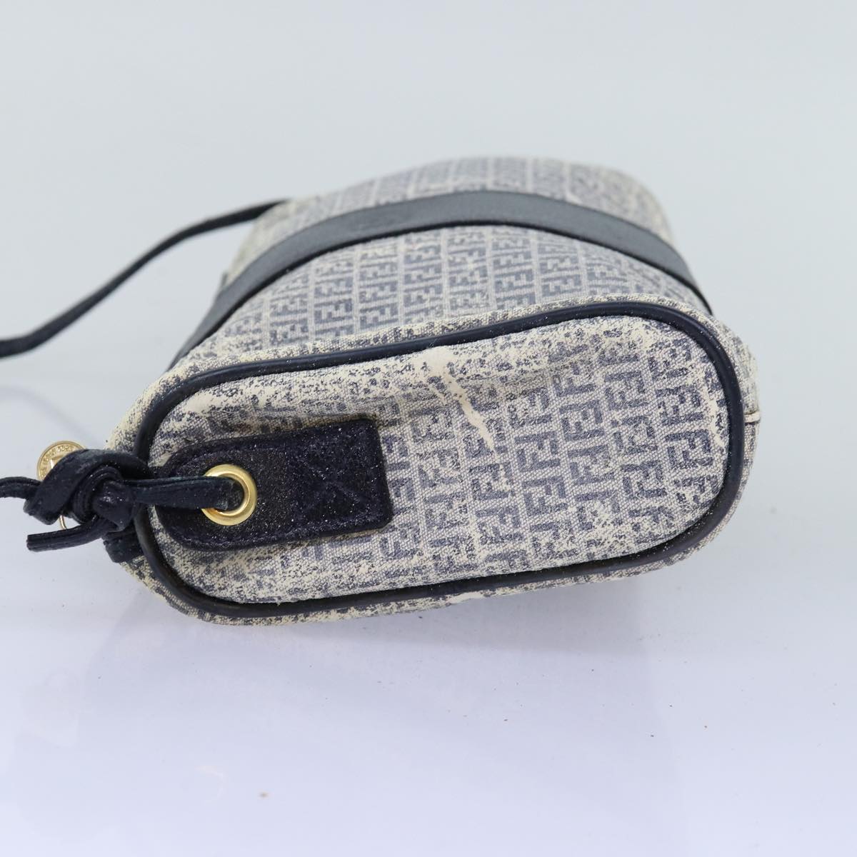 FENDI Zucchino Canvas Shoulder Bag Coated Canvas White Navy71558