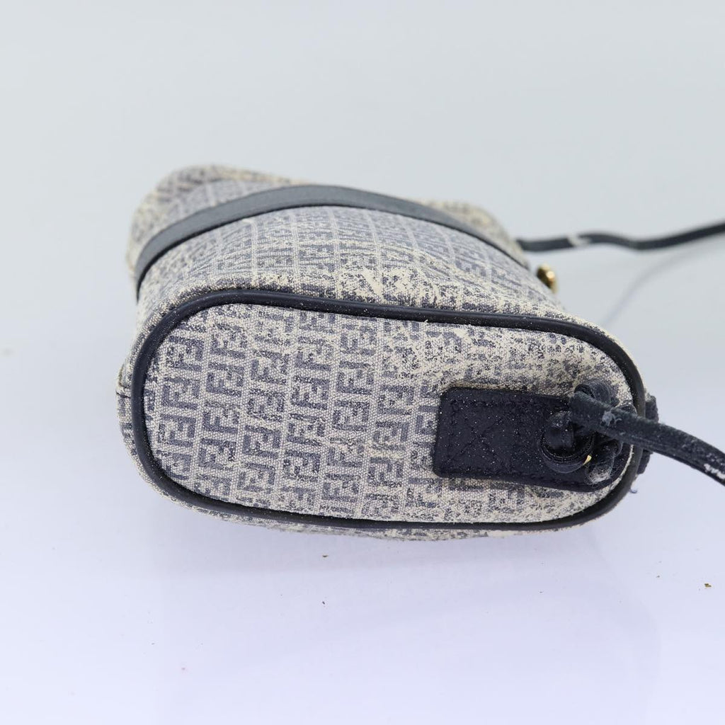 FENDI Zucchino Canvas Shoulder Bag Coated Canvas White Navy71558