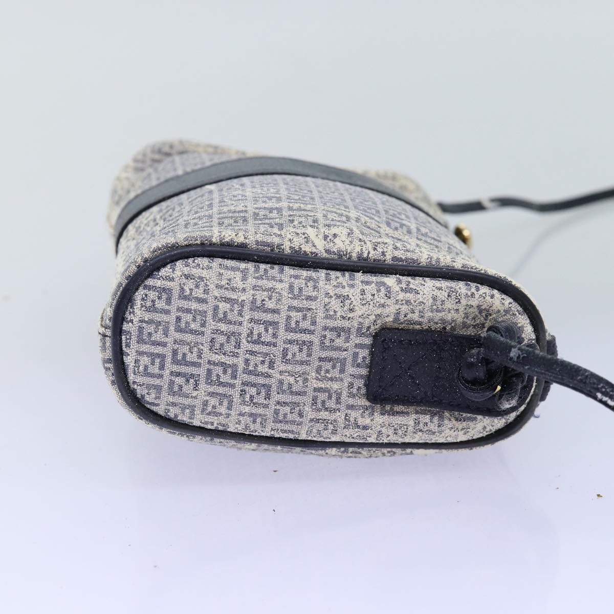 FENDI Zucchino Canvas Shoulder Bag Coated Canvas White Navy71558