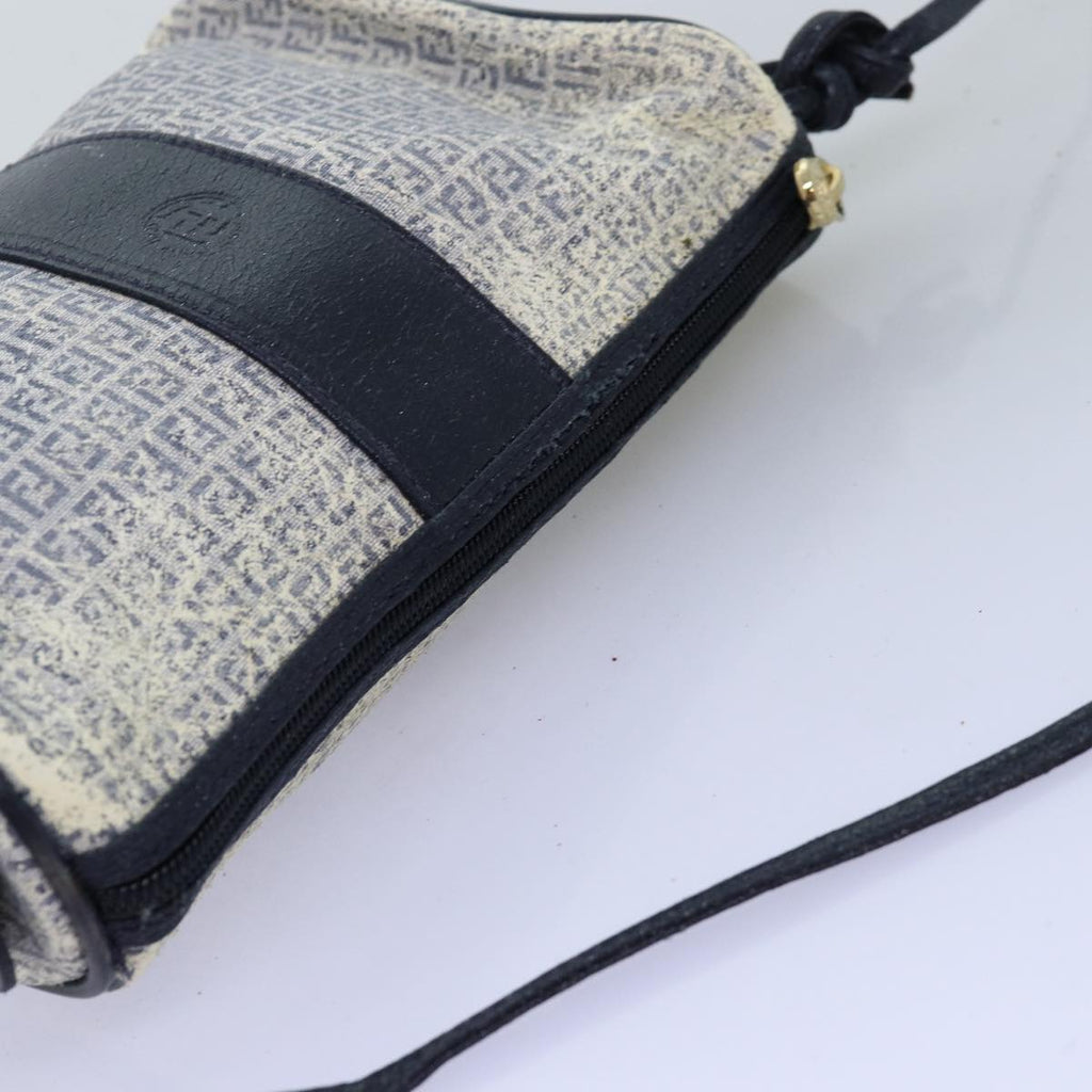 FENDI Zucchino Canvas Shoulder Bag Coated Canvas White Navy71558