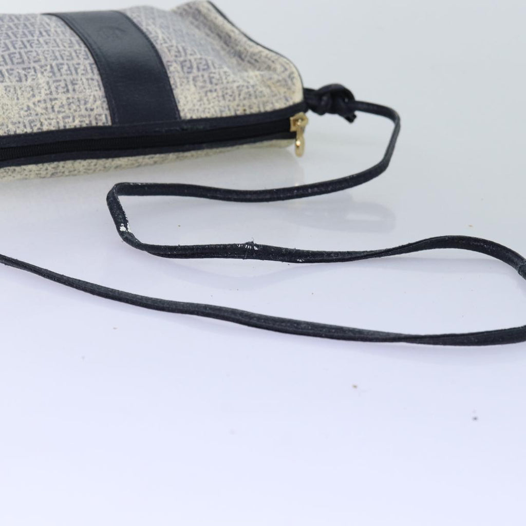 FENDI Zucchino Canvas Shoulder Bag Coated Canvas White Navy71558