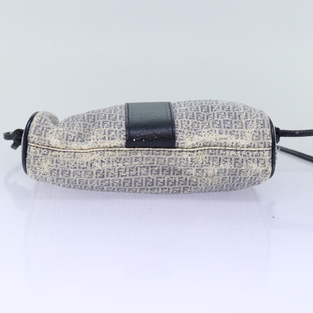 FENDI Zucchino Canvas Shoulder Bag Coated Canvas White Navy71558