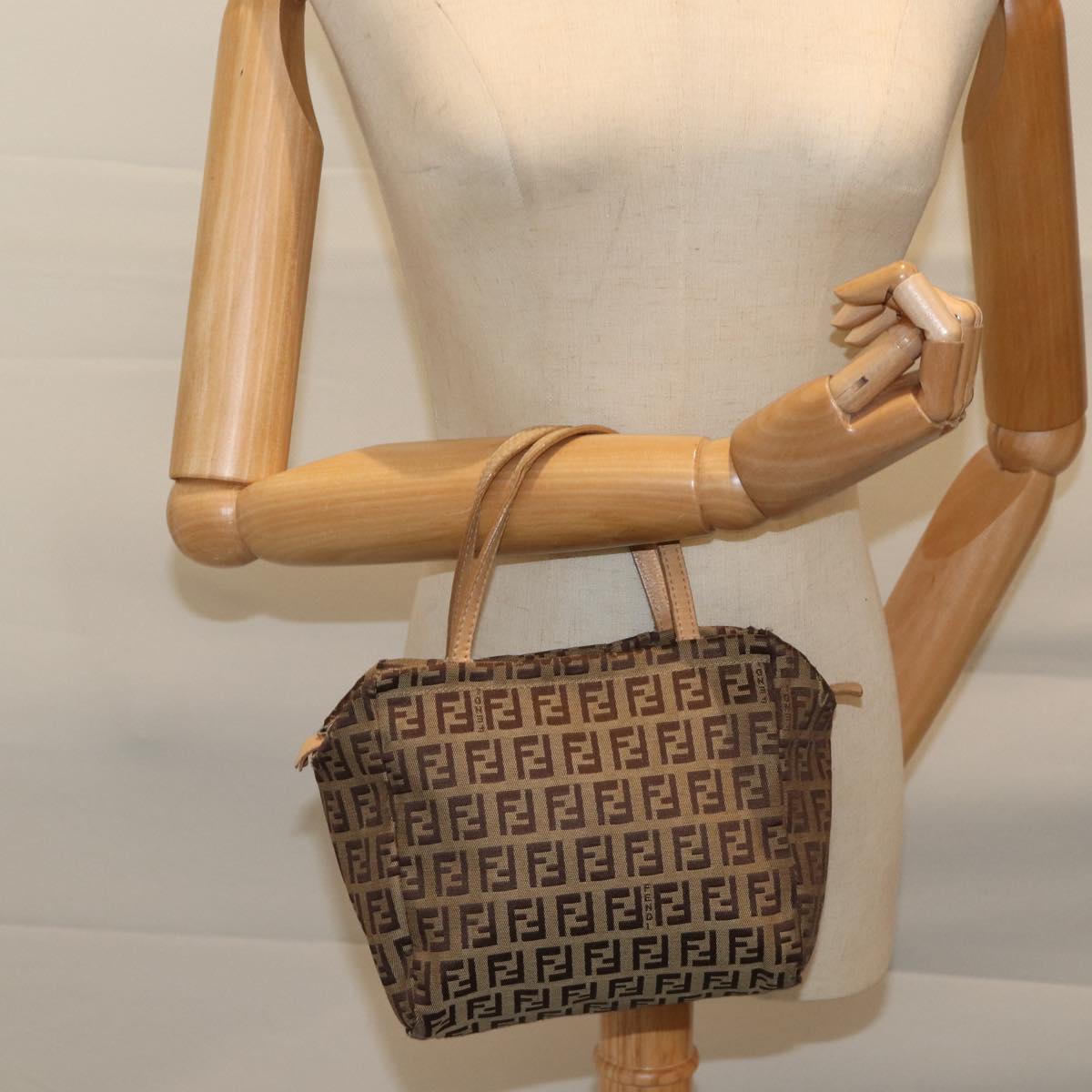 FENDI Zucchino Canvas Hand Bag Beige71559