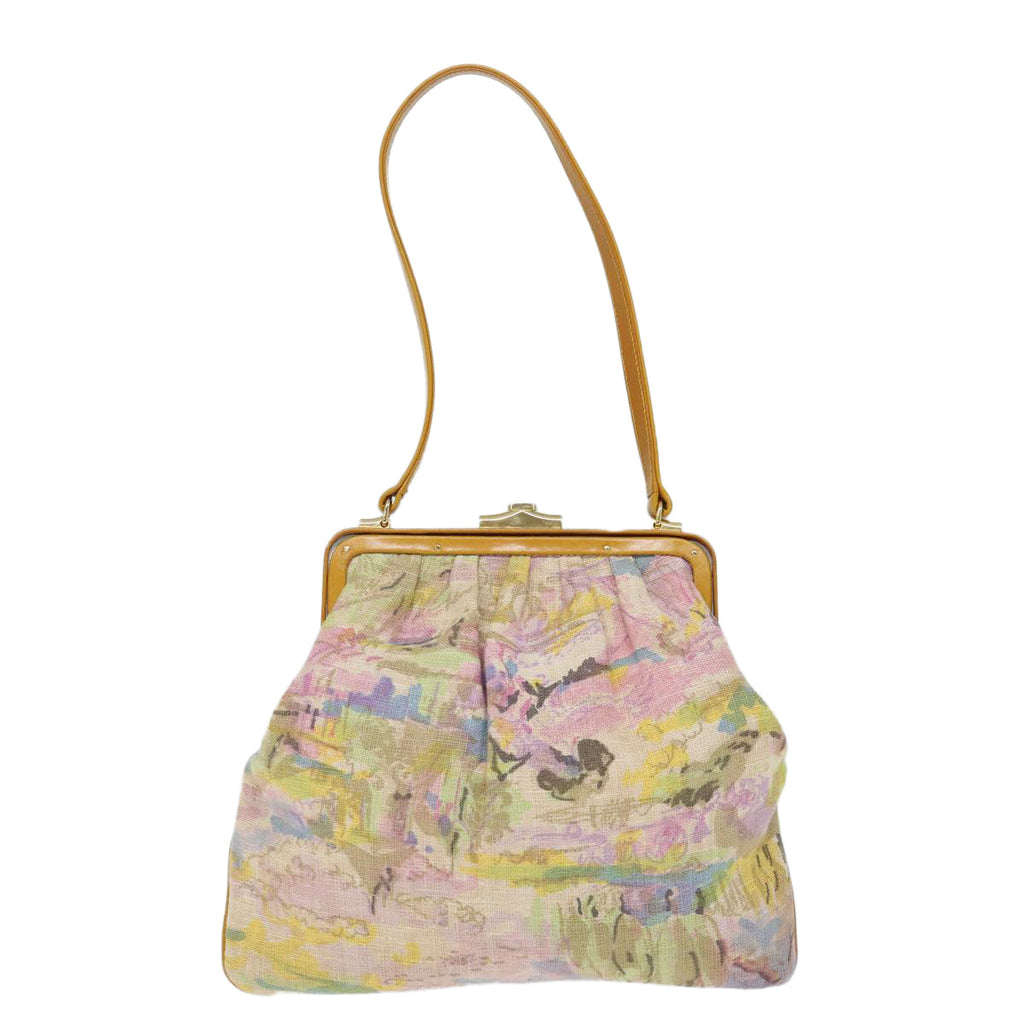 FENDI Hand Bag Canvas Beige Pink71568