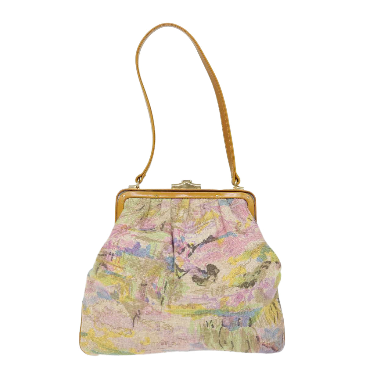 FENDI Hand Bag Canvas Beige Pink71568