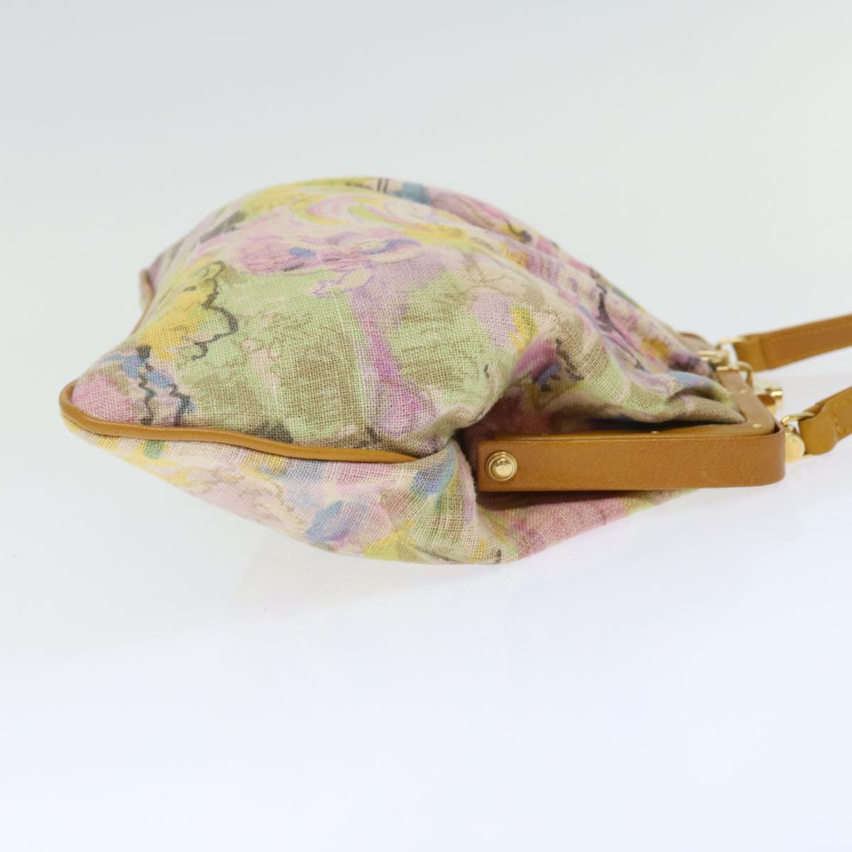 FENDI Hand Bag Canvas Beige Pink71568