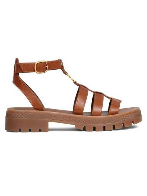 CELINE Clea Triomphe Gladiator Sandals Tan