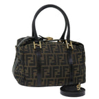 FENDI Zucca Canvas Hand Bag 2way Brown Black71647