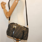 FENDI Zucca Canvas Hand Bag 2way Brown Black71647