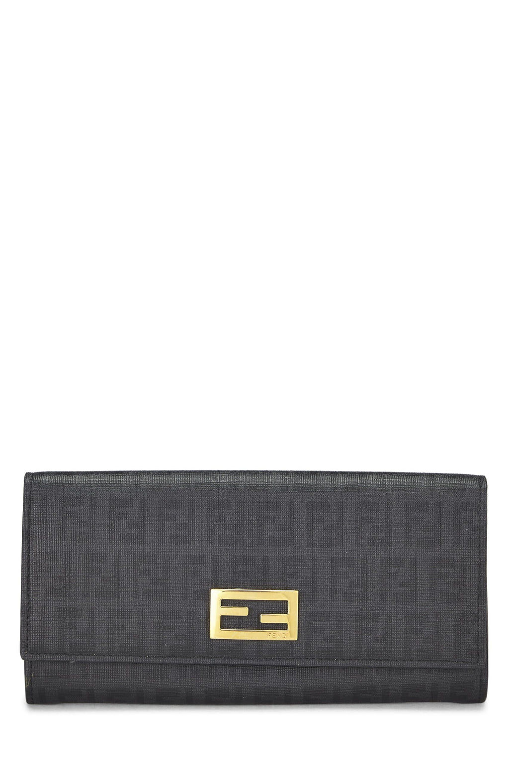 Fendi,  Black Zucchino Coated Canvas Continental Wallet, Black