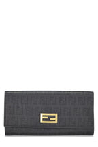 Fendi,  Black Zucchino Coated Canvas Continental Wallet, Black